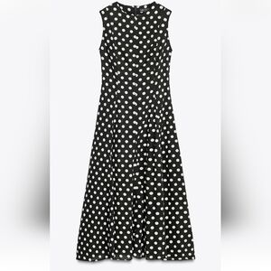 Zara Linen SLEEVELESS MIDI Dot DRESS (S)